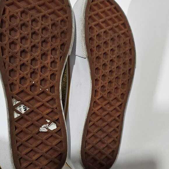 Vans Toddler Old Skool V Gold Glitter Toddler Girl Boy Size 11 Shoe low top - Picture 12 of 13